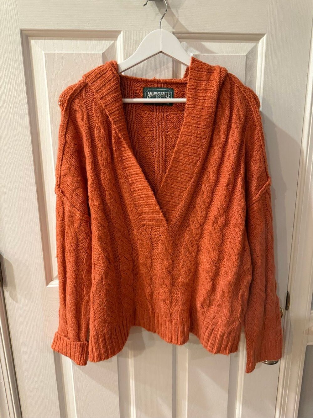 Vintage American Eagle Hooded V-Neck Hoodie Sweater sz M EUC